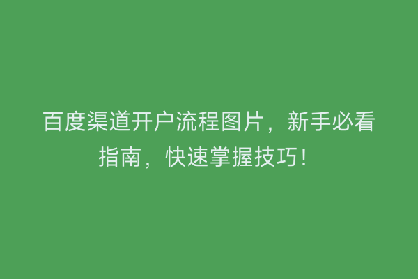 百度渠道开户流程图片，新手必看指南，快速掌握技巧！