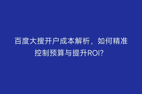 百度大搜开户成本解析，如何精准控制预算与提升ROI？