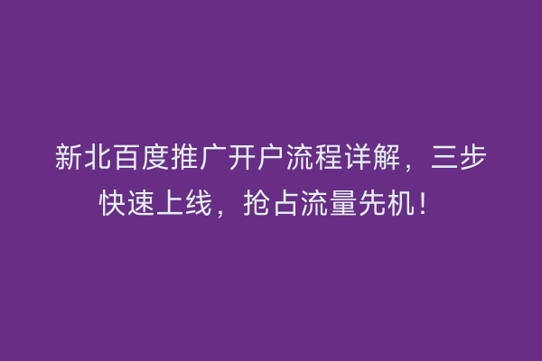 新北百度推广开户流程详解，三步快速上线，抢占流量先机！