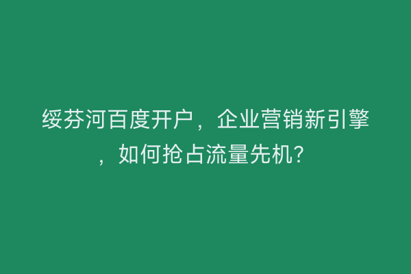 绥芬河百度开户，企业营销新引擎，如何抢占流量先机？