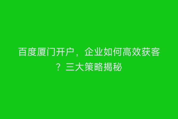 百度厦门开户，企业如何高效获客？三大策略揭秘