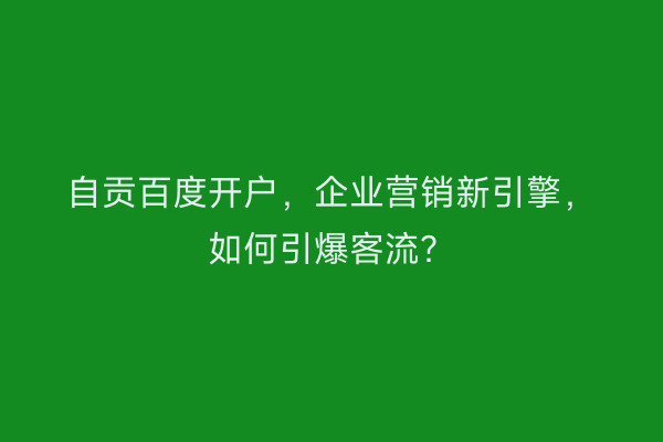 自贡百度开户，企业营销新引擎，如何引爆客流？