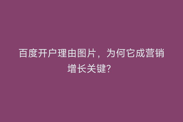 百度开户理由图片，为何它成营销增长关键？