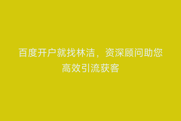 百度开户就找林洁，资深顾问助您高效引流获客