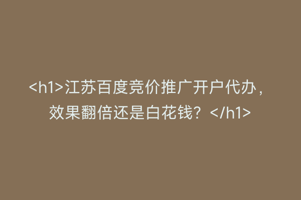 <h1>江苏百度竞价推广开户代办,效果翻倍还是白花钱?</h1>