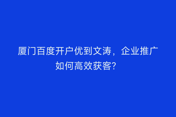 厦门百度开户优到文涛，企业推广如何高效获客？