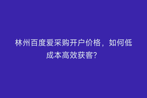 林州百度爱采购开户价格，如何低成本高效获客？