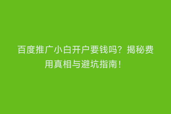 百度推广小白开户要钱吗？揭秘费用真相与避坑指南！