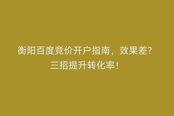 衡阳百度竞价开户指南，效果差？三招提升转化率！