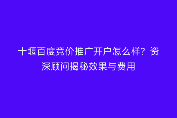 十堰百度竞价推广开户怎么样？资深顾问揭秘效果与费用