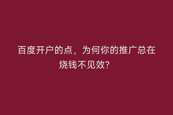 百度开户的点,为何你的推广总在烧钱不见效?