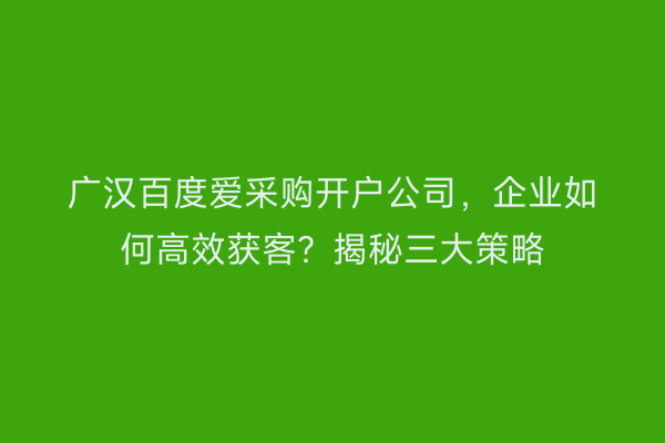 广汉百度爱采购开户公司，企业如何高效获客？揭秘三大策略