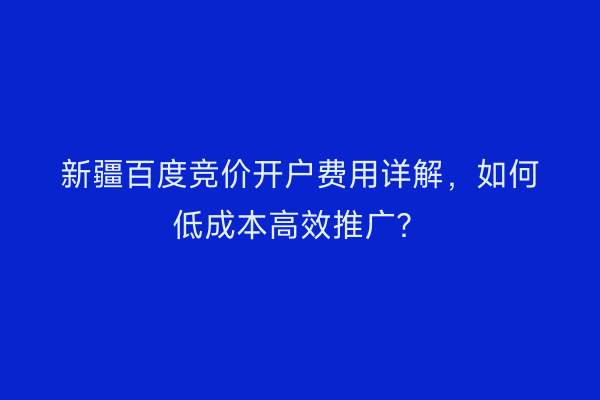 新疆百度竞价开户费用详解，如何低成本高效推广？