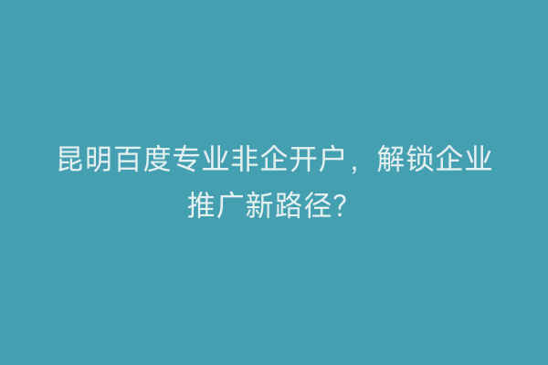 昆明百度专业非企开户，解锁企业推广新路径？