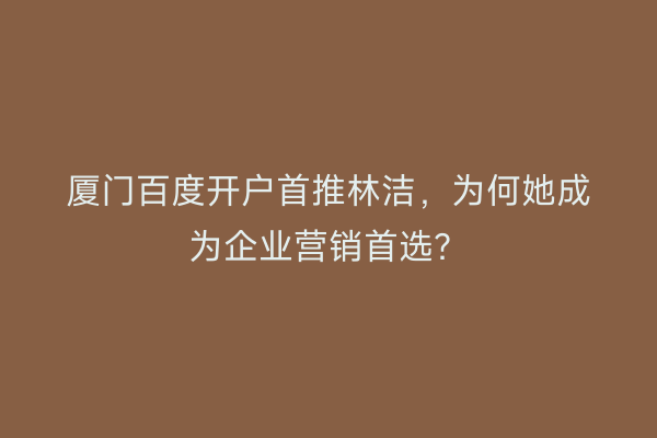 厦门百度开户首推林洁，为何她成为企业营销首选？