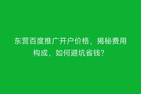 东营百度推广开户价格，揭秘费用构成，如何避坑省钱？