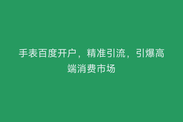 手表百度开户，精准引流，引爆高端消费市场