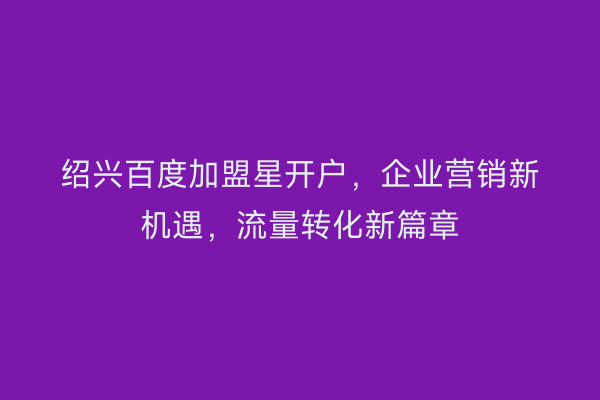 绍兴百度加盟星开户，企业营销新机遇，流量转化新篇章