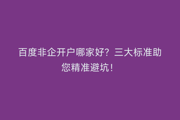 百度非企开户哪家好？三大标准助您精准避坑！