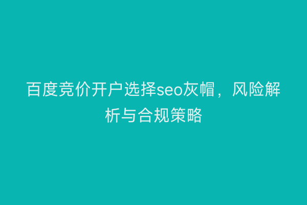 百度竞价开户选择seo灰帽，风险解析与合规策略