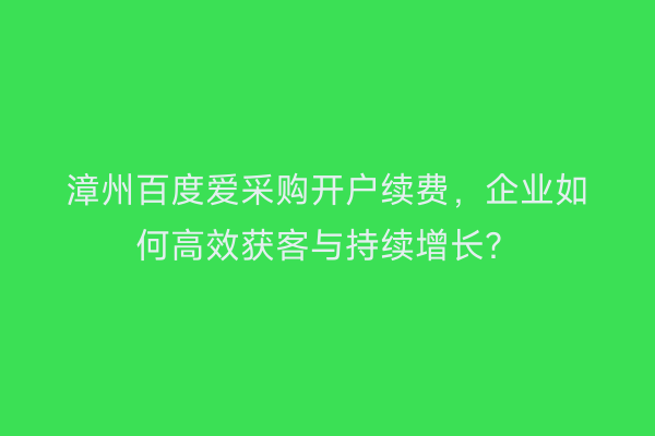 漳州百度爱采购开户续费，企业如何高效获客与持续增长？