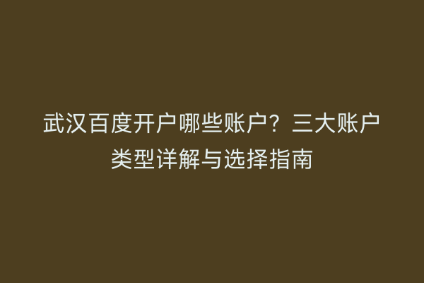 武汉百度开户哪些账户？三大账户类型详解与选择指南