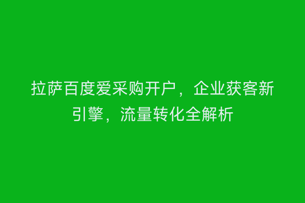 拉萨百度爱采购开户,企业获客新引擎,流量转化全解析