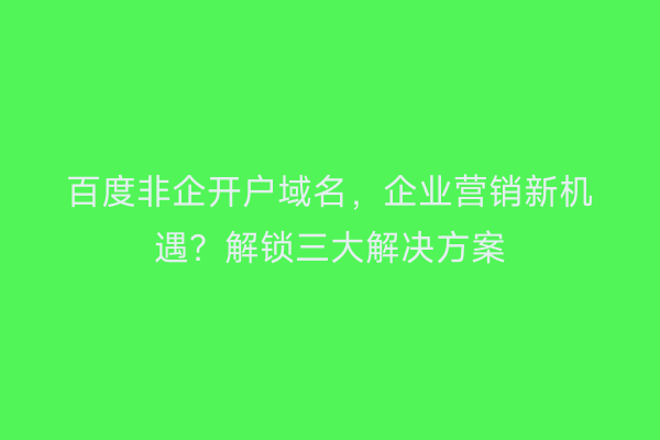 百度非企开户域名，企业营销新机遇？解锁三大解决方案