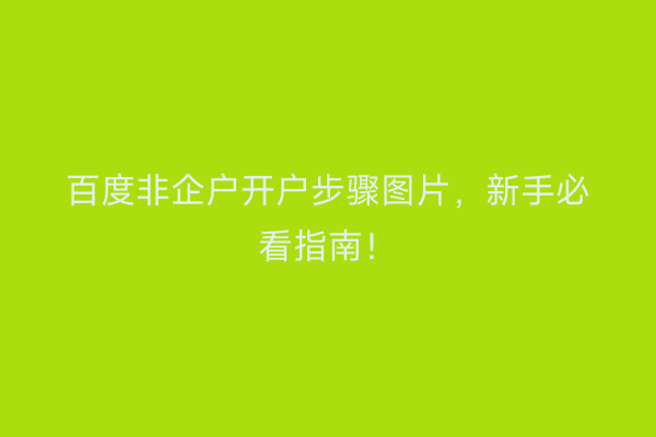 百度非企户开户步骤图片，新手必看指南！