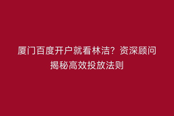厦门百度开户就看林洁？资深顾问揭秘高效投放法则