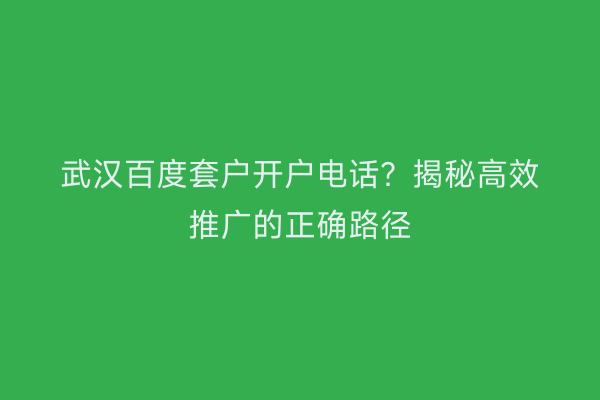 武汉百度套户开户电话？揭秘高效推广的正确路径