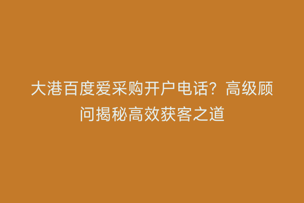 大港百度爱采购开户电话？高级顾问揭秘高效获客之道