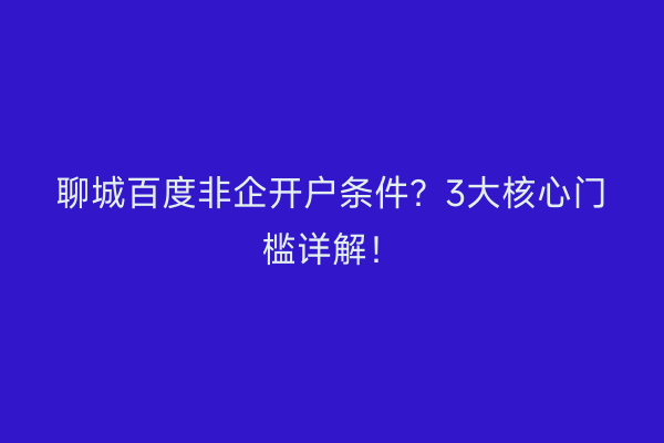 聊城百度非企开户条件？3大核心门槛详解！