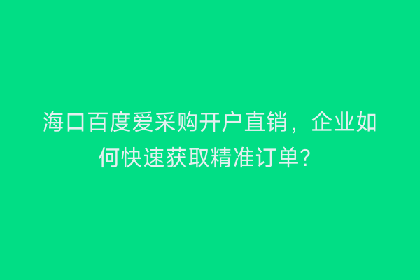 海口百度爱采购开户直销，企业如何快速获取精准订单？