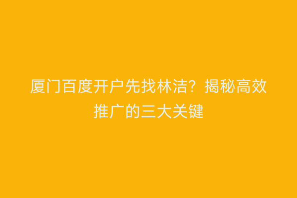 厦门百度开户先找林洁？揭秘高效推广的三大关键