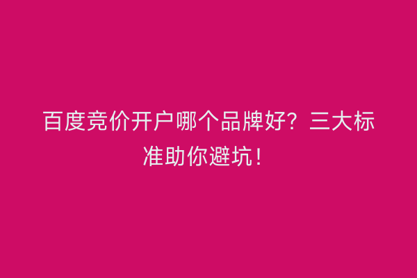 百度竞价开户哪个品牌好?三大标准助你避坑!