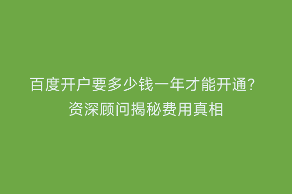 百度开户要多少钱一年才能开通？资深顾问揭秘费用真相