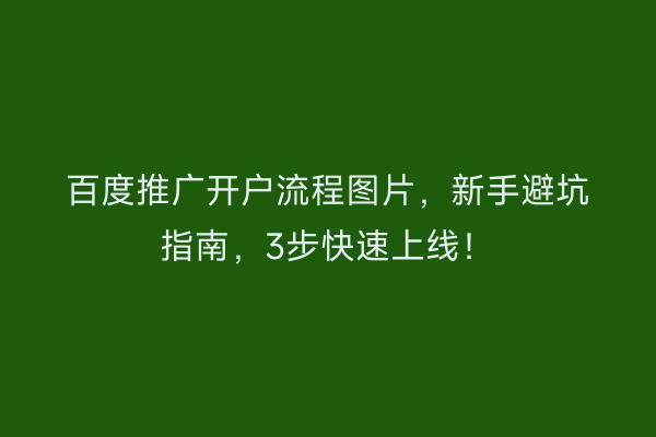百度推广开户流程图片，新手避坑指南，3步快速上线！