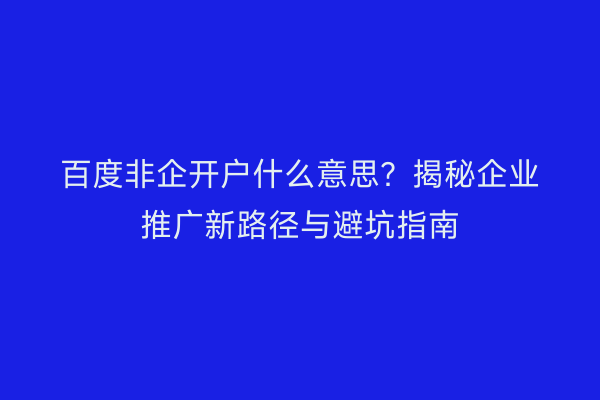 百度非企开户什么意思？揭秘企业推广新路径与避坑指南