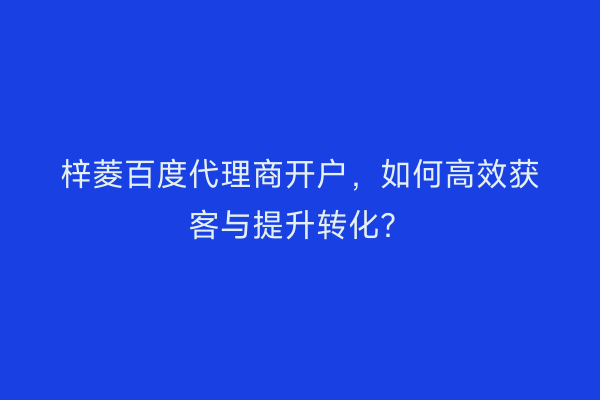 梓菱百度代理商开户，如何高效获客与提升转化？