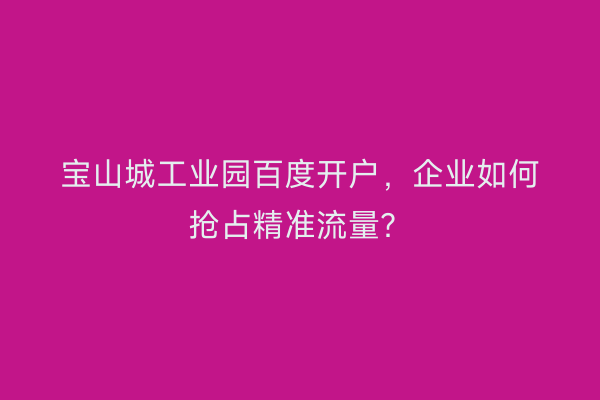 宝山城工业园百度开户，企业如何抢占精准流量？