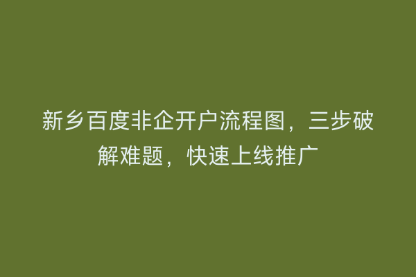 新乡百度非企开户流程图，三步破解难题，快速上线推广