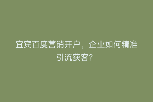 宜宾百度营销开户，企业如何精准引流获客？