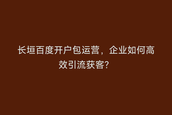 长垣百度开户包运营，企业如何高效引流获客？
