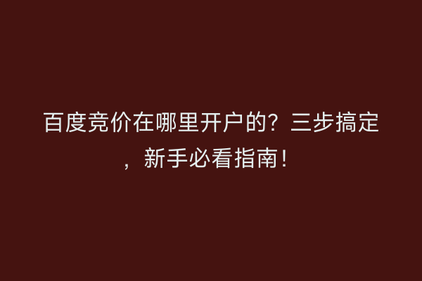 百度竞价在哪里开户的？三步搞定，新手必看指南！