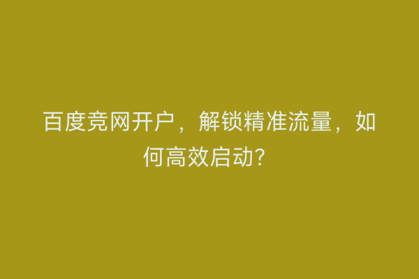 百度竞网开户,解锁精准流量,如何高效启动?