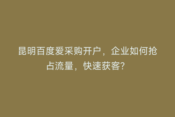 昆明百度爱采购开户,企业如何抢占流量,快速获客?
