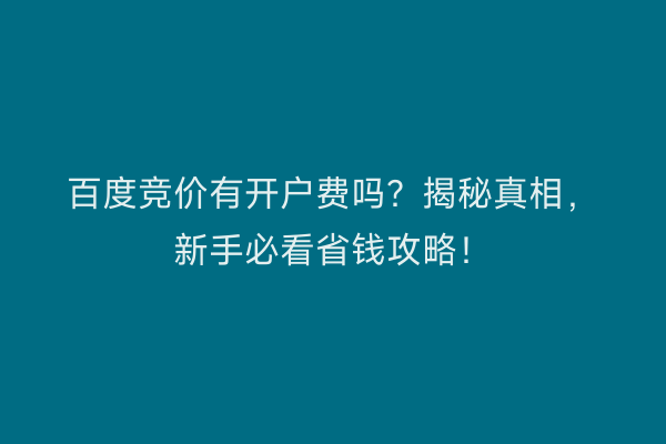 百度竞价有开户费吗？揭秘真相，新手必看省钱攻略！