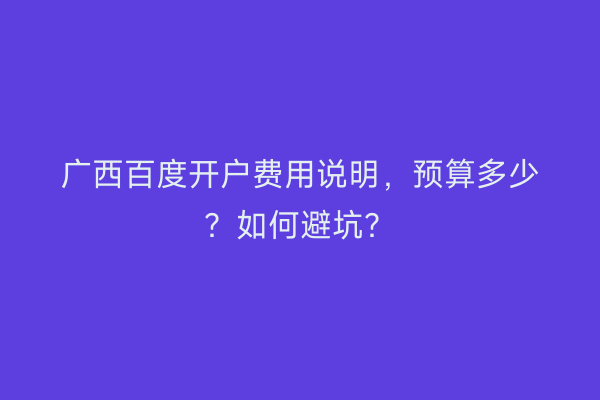 广西百度开户费用说明，预算多少？如何避坑？