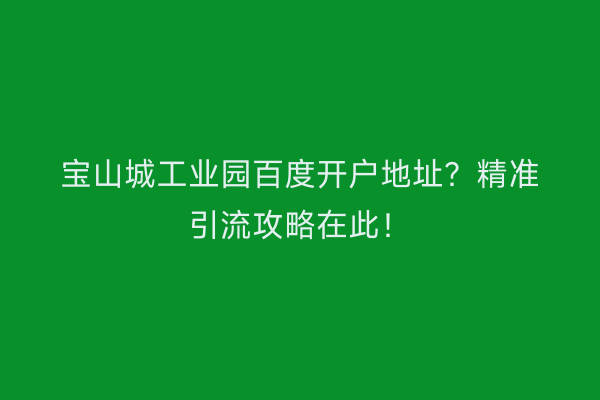 宝山城工业园百度开户地址？精准引流攻略在此！